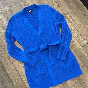 Lands' End Long Sleeve Open Tie Cardigan Sweater